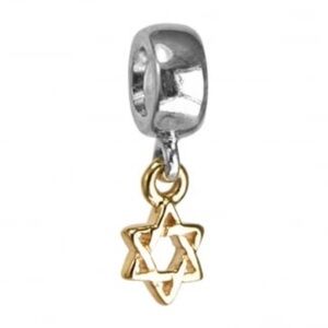 Authentic Pandora Sterling & 14K Gold Star of David Dangle Charm